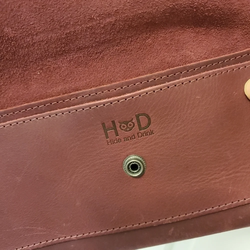 Hide and Drink Maroon Leather Large Snap Close Wallet, Unisex